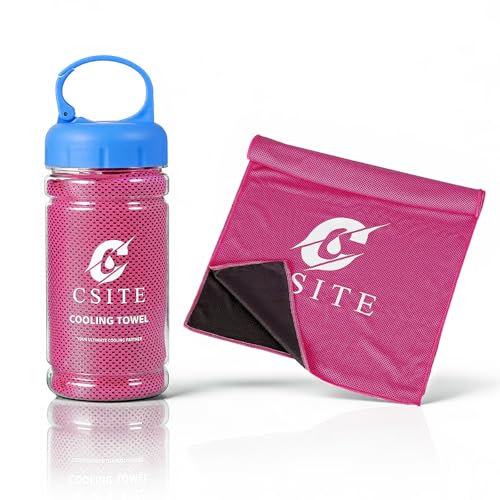 CSITE Cooling Towels (47"x12") for Neck and Face, Ice Towel for Hot Weather, Soft Breathable Chilly Gym Towels, Microfiber Towel for Work Out, Yoga, Running, Camping & More Activities（Rose Red）