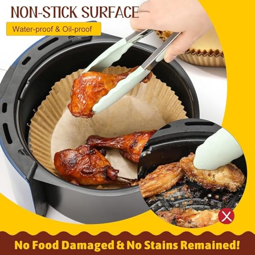 Image of 100 PCS Air Fryer Paper Sheets, Disposable Paper Liner for Microwave, Oil-Proof Air Fryer Parchment Paper for Frying, Baking, Cooking, Roasting and Microwave AAF-2 (Round)