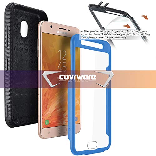Galaxy J7 2018/J7 Refine/J7V 2Nd Gen/J7 Star/J7 Top/J7 Crown Case, Covrware [Aegis Series] W/Built-In [Screen Protector] Heavy Duty Full-Body Armor Case [Belt Clip Holster][Kickstand], Blue #TOP2
