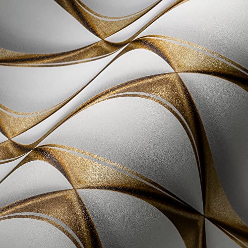 Livingwalls My Home My Spa 3D Wallpaper Gold White 386911 Non-Woven Wallpaper Living Room Bedroom 10.05 x 0.53 m Made in Germany - Image 2