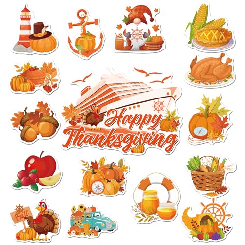 16 Pcs Thanksgiving Cruise Door Magnets, Fall Ship Cabin Decoration