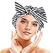 Produktbild Hugttt 2er-Pack wiederverwendbare Duschhaube wasserdicht Duschhaube Frauen Schleife Duschhut elastische Badekappe für Frauen Dusche Spa Salon, schwarz und weiß gestreift