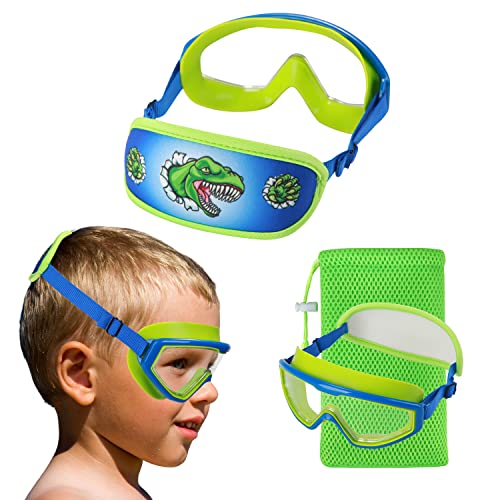 HYDROCOMFY Kids swim Goggles 4-7, Swimming Goggles Children, Green Dino Swimming Goggles For Kids/Toddlers/Youth