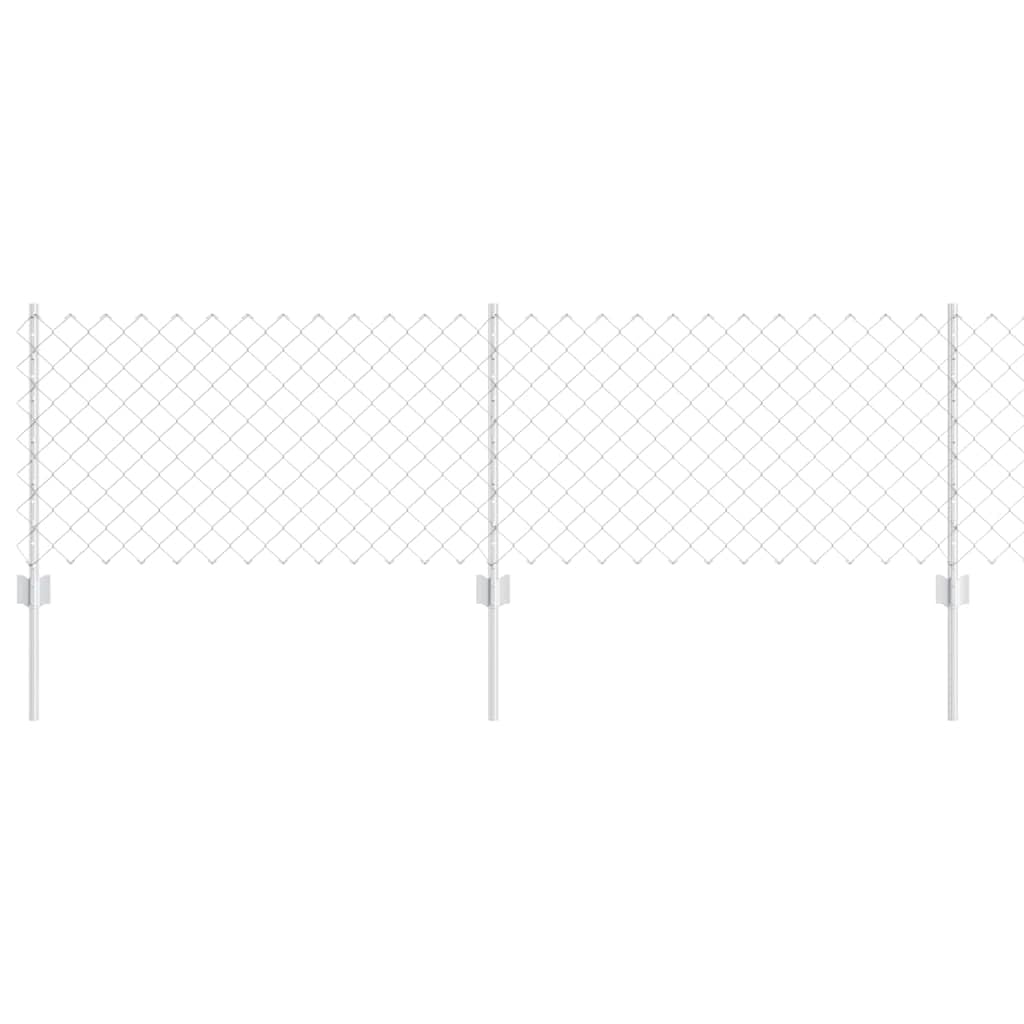 Outdoor Steel Garden Fence Panel Set with Posts Silver 0.6 x 10 m, UV Resistant Powder Coated, Easy Assembly Privacy Screen for Terrace Patio Backyard Boundary