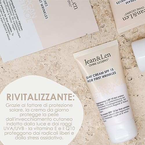 Jean & Len Crema Da Giorno Rigenerante SPF15 Olio Di Argan E Retinolo, Per Le Prime Rughe, Favorisce La Naturale Rigenerazione Della Pelle, Senza Parabeni E Siliconi, Vegana, 50 Ml - 6