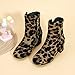 PANDANINJIA Girls Boots Fashion Square-Toe Dress Boots Low Heel Alyssa Ankle Booties with Zipper for Toddler Little Kids Big Kids (Leopard Suede, 4 M US Big Kid)