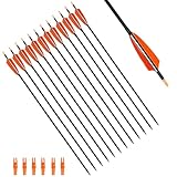 XTCXCARCHERY 30' Carbon Arrows Hunting Arrows with 4' Shield Shaped Turkey Feathers Spine 400 for Recurve & Traditional Long & English Long Bow(Pack of 12) (12, White&Orange)