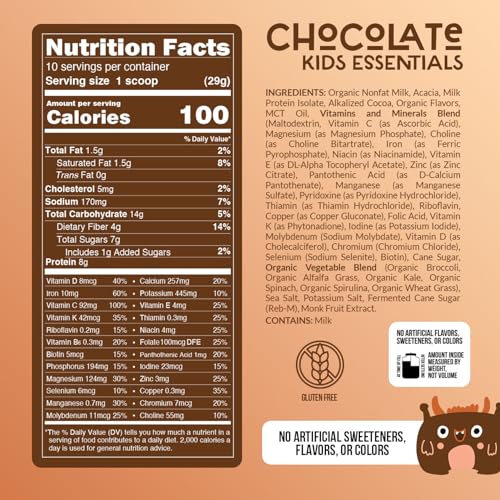 Naked Chocolate Kids Daily Essentials, Kids Protein Shake Made With Organic Milk, 6 Organic Vegetables, 25 Vitamins and Minerals, No Artificial Sweeteners, Flavors, Colors or Preservatives - Thumbnail 2