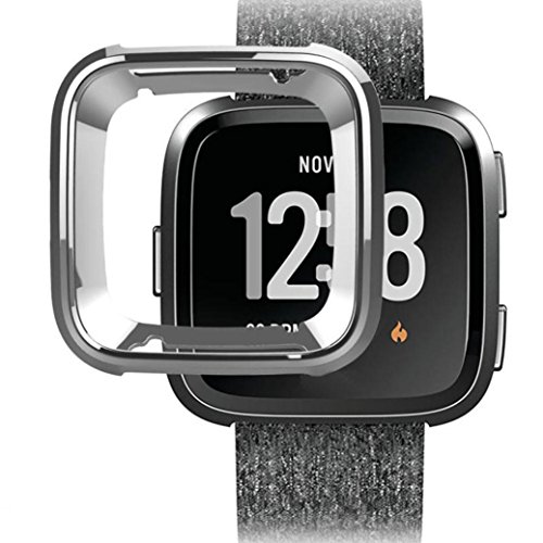Fitbit Versa Protector, Zolimx Ultra-Delgada de Chapa Blanda TPU Protección Funda de Silicona para Fitbit Versa (Plata)