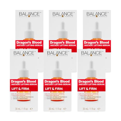 Balance Active Formula 6 x 30ml Multipack of Dragon's Blood Instant Lifting Serum, For Firmer Looking Skin and Reducing The Appearance Of Wrinkles, Dermatologically Tested, Vegan & Cruelty Free
