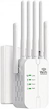 WLAN WiFi Repeater mit 6-Antennen,2 Ethernet-Ports,WLAN Verstärker Abdeckung bis zu 200 m²,WiFi Extender mit Routern/Repeater/AP Modus,Kompatibel mit verschiedenen Routern und Netzwerkgeräten