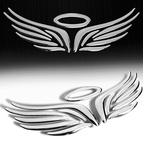 3D Abs Emblem Decal Logo Glossy Fairing Sticker Wing/Angel Chrome (6") #TOP18