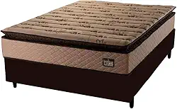 Cama Box Casal Queen Colchão Espuma D33 Pillow Top Van Gogh 158x198x67cm Suede Marrom Hellen – Suporta Até 120 Kg Por Pessoa