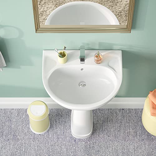 Deervalley Dv-1P525 Ally 21 1/2" X 18 1/2" Modern U-Shape White Ceramic Pedestal Bathroom Sink With Overflow #TOP1