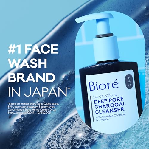 Biore Deep Pore Charcoal Face Wash, Daily Facial Cleanser for Dirt & Makeup Removal, for Oily Skin, 6.77 Oz - Image 6
