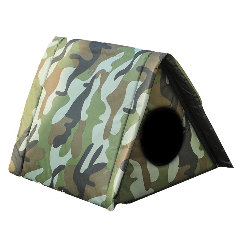 xujyesam Outdoor Cat House,Waterproof Breathable Pet Bed Dog Kennel,Stray Cats Shelter Tent (L,camouflage)