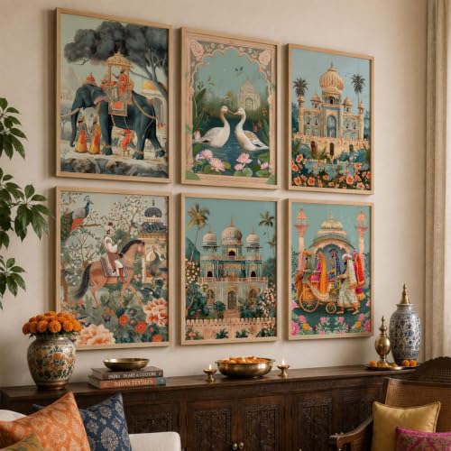 Image of kotart Pichwai Wall Art Painting for Decoration - Framed Living Room Bedroom Office Decor - Premium Digital Madhubani Paintings with Frame Home - (14X20 Inch, I)