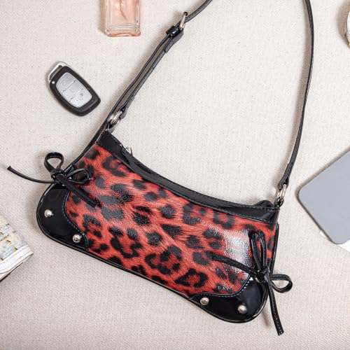 Image of Fashionable Leopard Women's Crossbody Bag Shoulder Bag Clutch Purse- Vintage Chic for Everyday and Formal Occasions - Black