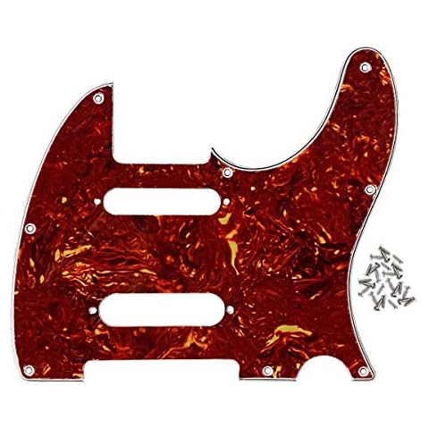 IKN 8 Hole Guitar Pickguard Plate with Screws Fit FD Nashville TL Style Pickguard Replacement,4Ply Red Tortoise Shell Cover