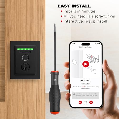 Kwikset Halo Touch Fingerprint Wi-Fi Smart Lock, Keyless Entry Door Low Profile Deadbolt, Geofence Auto-Unlock, Grade AAA Certified, No Hub Easy Install, Matte Black Lifetime Finish Warranty, Square thumbnail 7