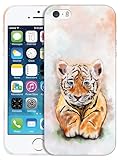 Coque au design unique pour iPhone 5 / 5S / SE 2016 – Coque rigide à clipser pour iPhone 5/5S/SE 2016 Motif bébé tigre mignon imprimé
