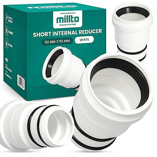 Millto™ Riduttore interno 50x50 mm, breve riduzione per tubo, manicotto di riduzione, riduzione per tubo di scarico, adattatore per condotta idrica, sistemi di scarico, raccordo per tubo in PP