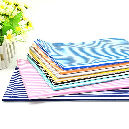 Fat Quarter Fabric Bundles Pre-Cut Quilting Cotton Twill Striped Printed Assortments Craft Cloth Bundle Squares,DIY for Sewing Crafting Rose Flavor(Stripe 8pcs,18 by 20.5Inch)