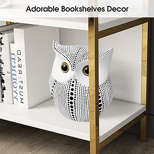 Owl Statue For Home Decor Accents Office Decoration, Apps2Car Handmade Polka Dots Buhos Modern Bird Figurine For Indoor Book Shelf Desktop Cabinet Fireplace Mantel Living Room Bedroom Ornament (White) #TOP2