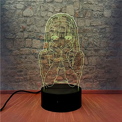 Japan Classic Anime Zero Two Lovely Pink Girl Night Light Home Table Desk Comics Light kawayi Cartoon loli lamp Cute Beauty Bulb Cool Girls Party Exhibition Kids Room Decor Holiday Birthday Lighting