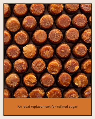 Image of Aazol Organic Jaggery Cubes: Pure Shrirampuri Gur - 1.95kg (650g - Pack of 3) | Natural & Organic | Made with Pure Desi Cow Ghee | Best Texture | Long Shelf Life