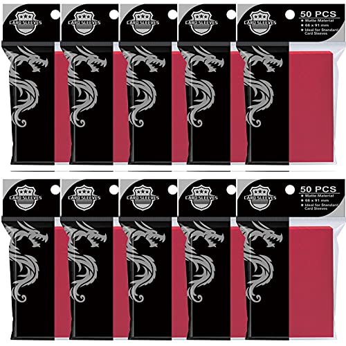 Trading Card Sleeves(500Pcs),Toploader Card Protectors for Baseball Card Sleeves and Fit for Yugioh Cards Sleeves,Football Card Sleeves(Red)