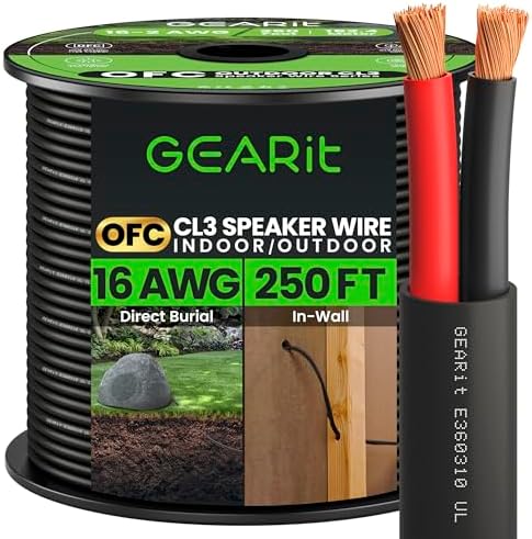 14/2 Outdoor Speaker Cables For Direct Burial OFC Wire Speaker Cables, 14AWG Gauge 250ft Black - View #14