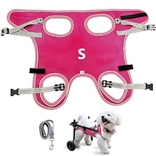 Updated Dog Clothes for Wheelchair for Back Legs, Small Dog Wheelchair Carts with Wheels, Light Weight Wheelchair for Leg Support Helps Senior,Injured,Paralyzed (S,Pink)