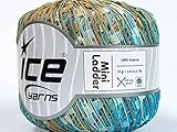 Blue Teal Tan Mini Ladder Ice Trellis Ribbon Yarn 65265 136 Yards…