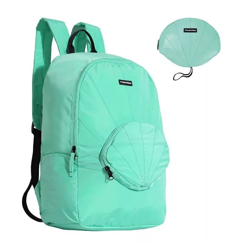 Mochila Sereia Dobrável Impermeável Nylon Resistente Concha Ecobag (Turquesa)