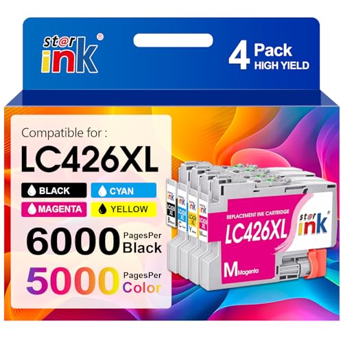 LC426XL Ink Cartridges High Yield 6000/5000 Pages, Replacement for Brother LC426 LC-426XL LC426XLVAL Multipack Compatible with Brother MFC-J4335DW MFC-J4340DW MFC-J4535DW MFC-J4540DW Printer (4-Pack)