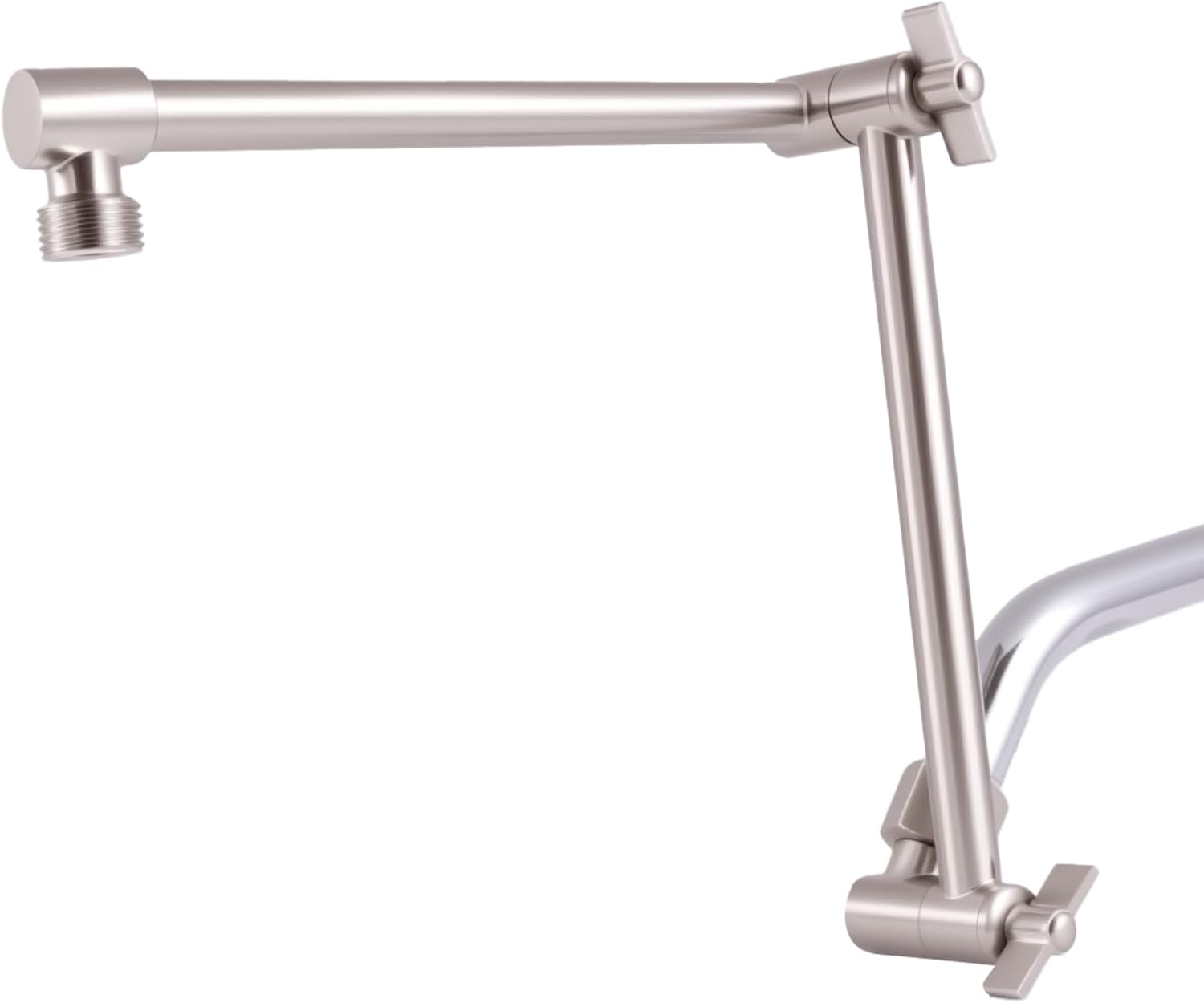 Shower Head Extension Arm, 16 Inch Solid Brass Adjustable Extender with Lock Joint, Height & Angle Adjustable Shower Arm for Rainfall or Fixed Shower Head, G1/2 Connector (Bright Gold)