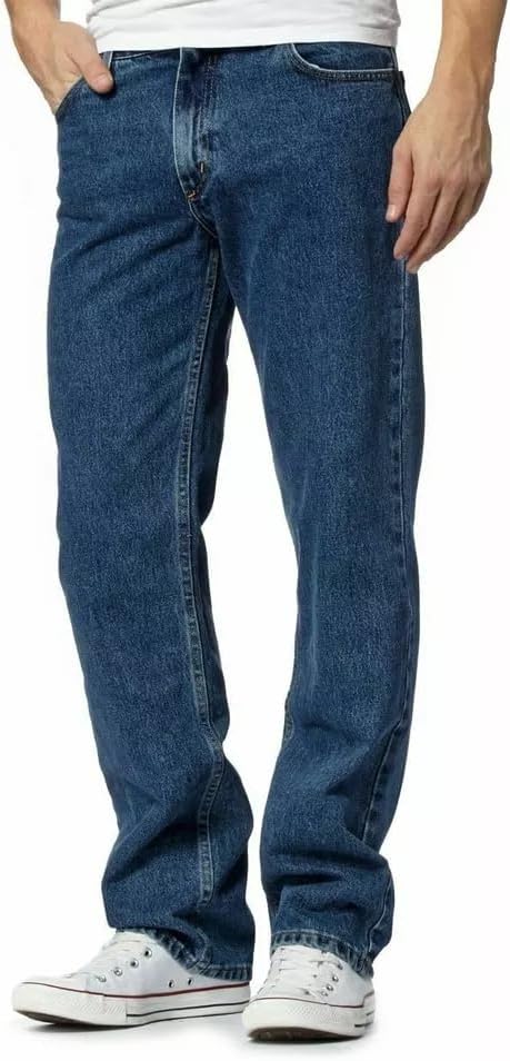 Mens Straight Leg Denim Jeans, Comfortable Hard Wearing Jean, Stylish & Classic Plain Fashion Trousers for Men Regular Fit Cotton Denim Pants