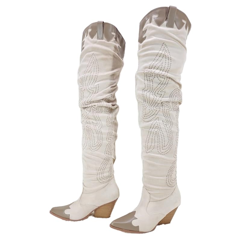 sexytag Thigh High Cowboy Boots for Women Over The Knee Cowgirl Boots Chunky Low Heel Western Boots2