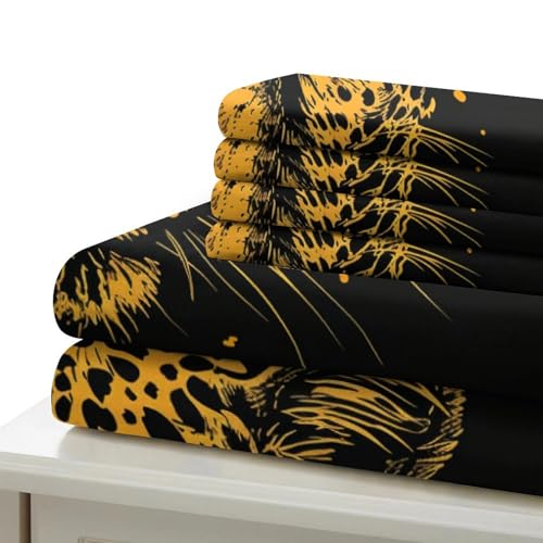 Housse de couette léopard 3D 200x200 cm avec taie d'oreiller pour lit double ado