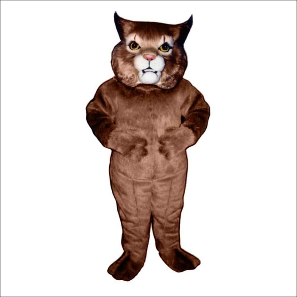 Brown Wildcat Mascot Costume Adult Size for Men & Women with Built-in Fan Inside the Head