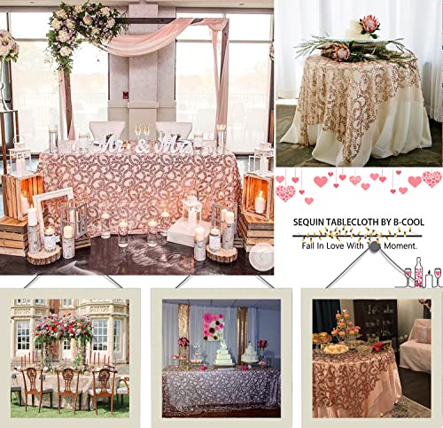 B-Cool Glitter Tablecloth Fabulous Rose Gold Vine Tablecloth Sequin Overlay Embroidered Table Overlay For Party Cake Dessert Table Exhibition Events 50X80 Inches #TOP6