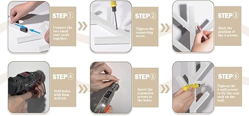 Miniatura 4 de Vlush Perchero de madera resistente, árbol de entrada con base sólida para sombrero, ropa, bolso, bufandas, bolsos, paraguas (8 ganchos, marrón)