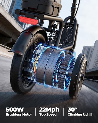 Image of Foldable Electric Scooter for Adults with Seat, 500W Motor, 22MPH, 27 Miles Range, Dual Suspension, Portable Commuter E Scooter with Storage Box, Phone Holder & Lock