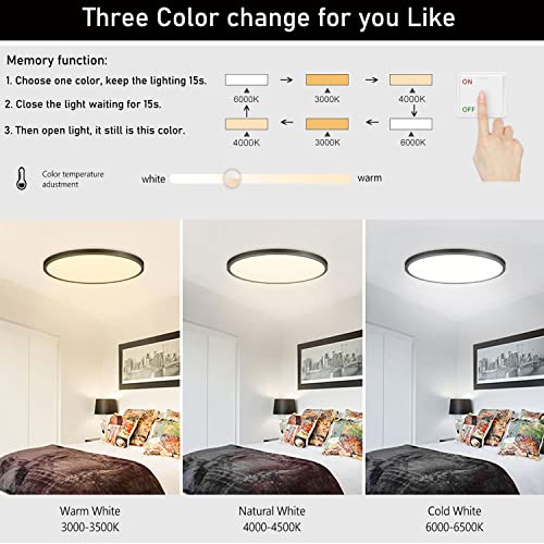 8 Pack 12 Inch 3200Lm Led Flush Mount Ceiling Light,28W Black Shell 3 Color Changeable (3000K/4000K/6000K),120V Slim Surface Mount Ceiling Light Fixture For Kitchen Bedroom Living Room #TOP1