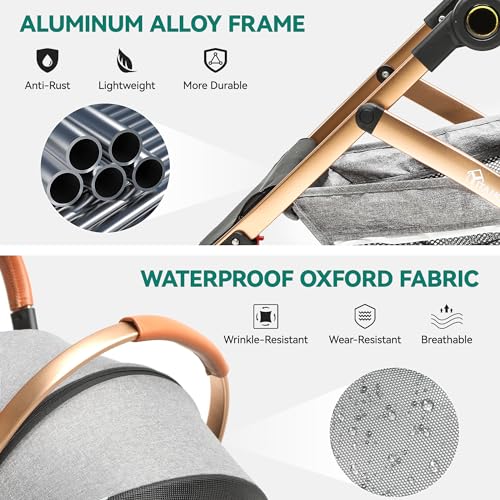 YITAHOME Hundewagen 3 in 1 Hundebuggy Bis 22kg, Klappbar, Hundewagen für Kleine Hunde, Hundebuggy Kleine Hunde, Hunde Buggy, katzenwagen, Faltbar Hund Kinderwagen, Tragbarer Kinderwagen (Grau)