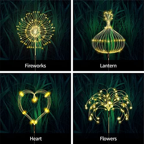 5 Pack Solar Garden Lights, Firework Lights Outdoor Waterproof 120 Led 8 Modes With Remote Control, Decorative Solar Lights Firework Lamps Fairy Decor Stake Pathway Lights For Outside Yard(Warm White) #TOP1