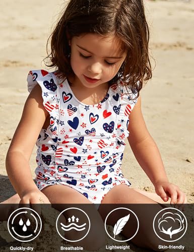 Image of RAISEVERN Baby Girls Swimsuit Ruffles Bathing Suits Cute Beach Sport Swimming Backless Summer One Piece Swimwear 2-7 Years