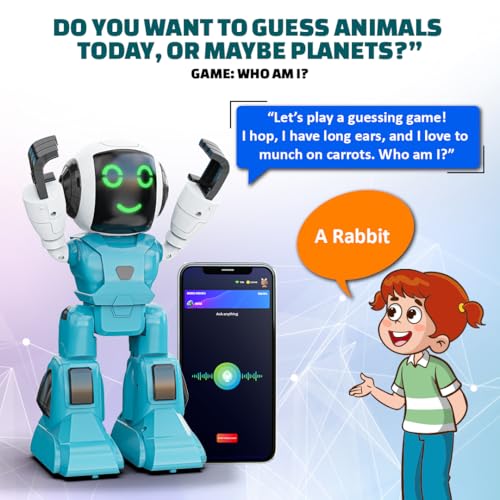 Image of Mirana Moonwalker | Smart Interactive Chat-GPT AI Robot Toy for Kids | USB Rechargeable Type-C | AR Games & in-Built Bluetooth Speaker | Remote & App Controlled | for Boys & Girls 2+ Years (Sky Blue)