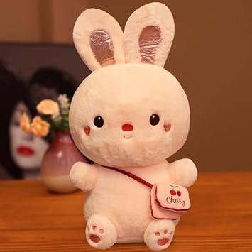 Cute White Rabbit Stuffed Animal Plush Toy for Girls,Pink